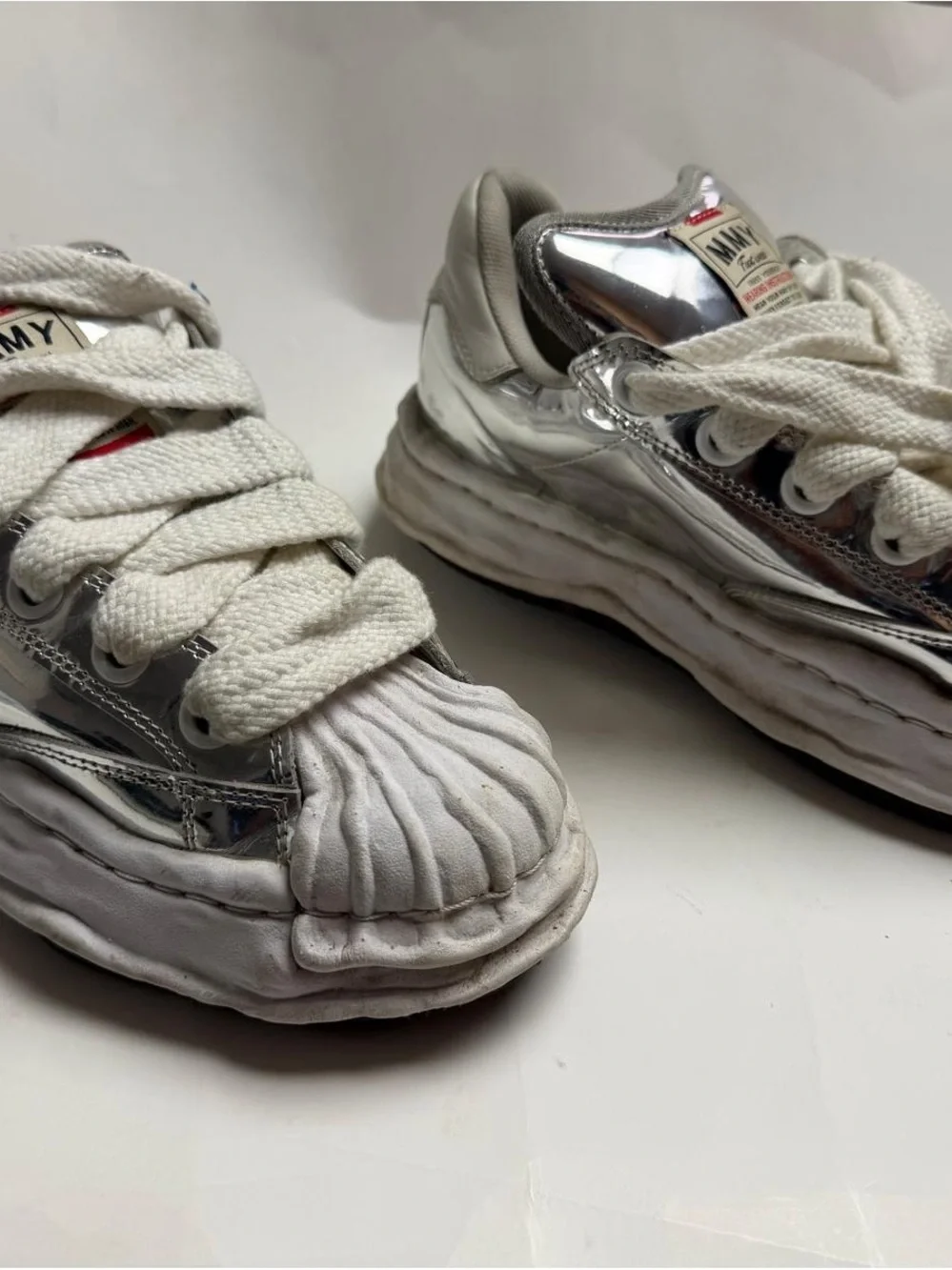 Miharayasuhiro White & Silver Platform Sneakers